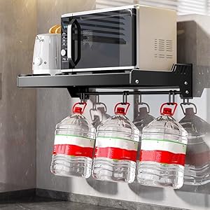 Wall mounted microwave oven storage rack