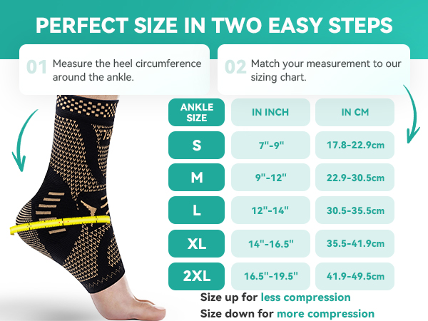 Ankle Brace for Sprained Ankle Compression Sleeve Copper Infused Ankle Support Brace for Women Men