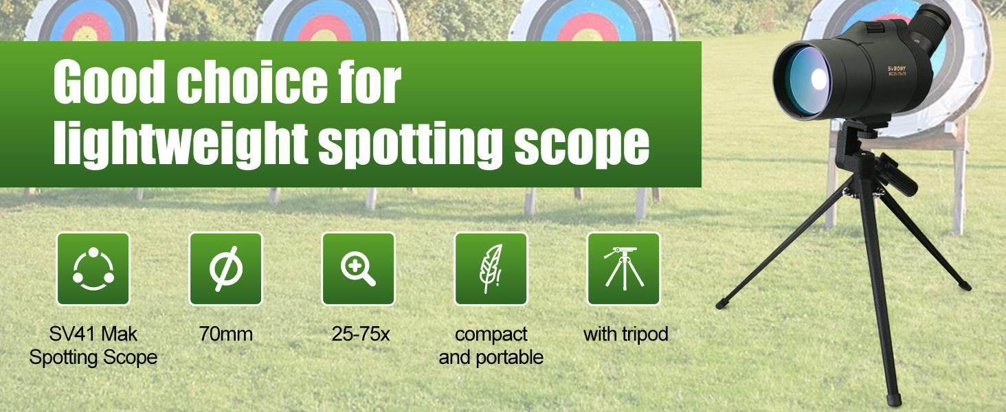 SVBONY SV41 Spotting Scope, Zoom Spotting Scopes 2575x70 with Tripod