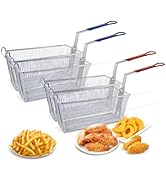 EASYROSE 4pcs Deep Fryer Basket with Non-slip Handle, 13 1/4" x 6 1/2" x 6" Stainless Steel Frenc...
