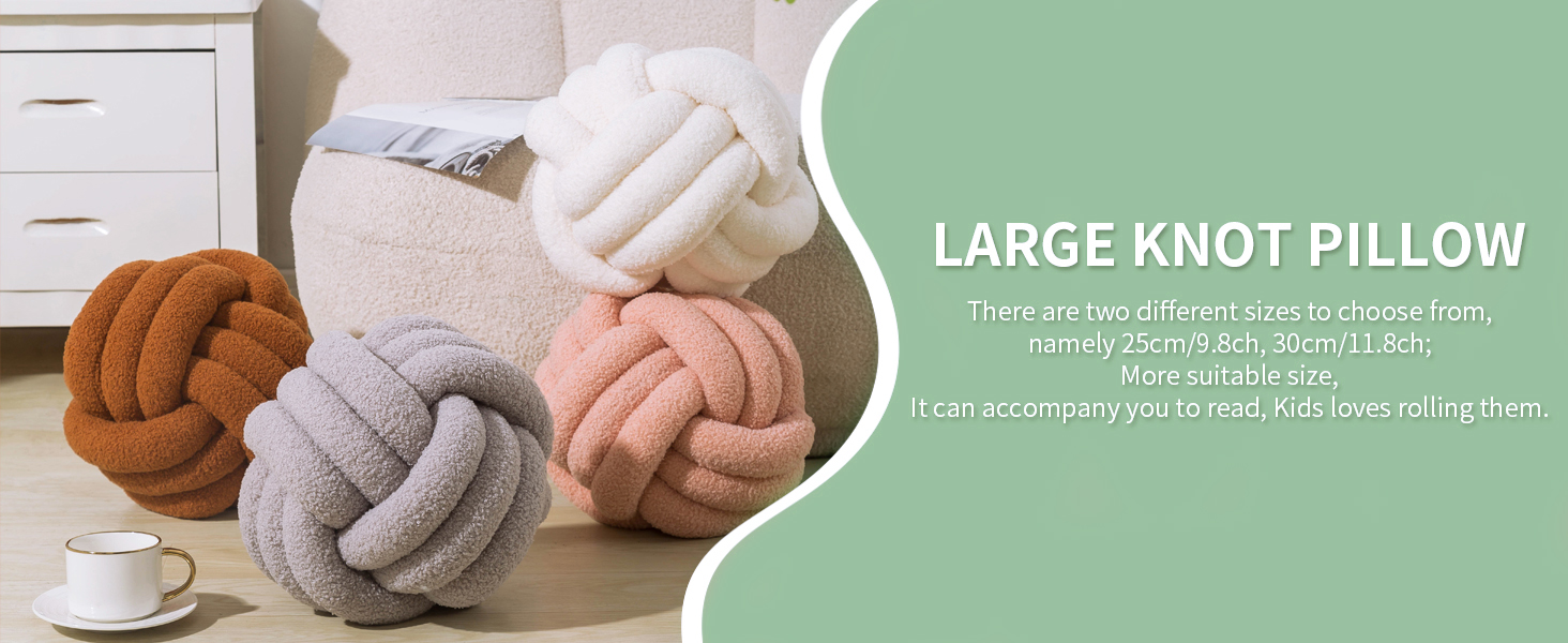 KUCCO Knot Pillow Ball 9.8inch Round Caramel Throw Pillow Soft Home Decorative