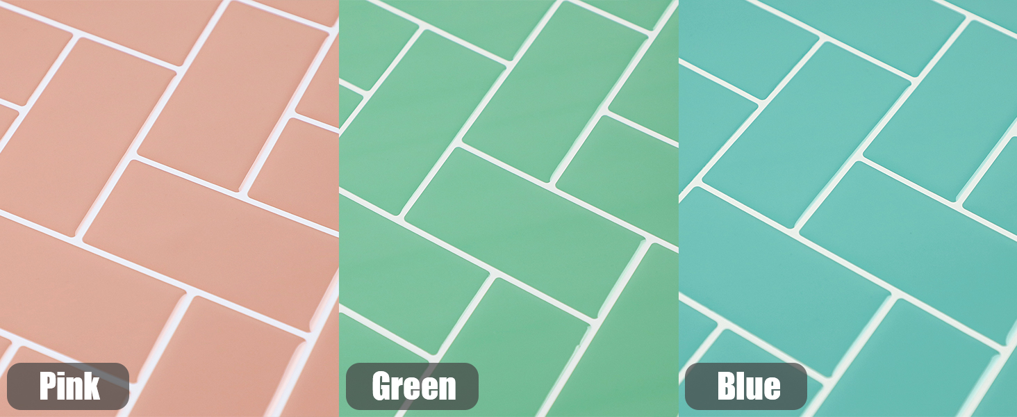 Pink Peel and Stick Backsplash Herringbone Tile, Self Adhesive