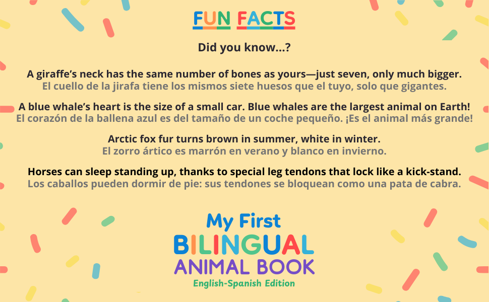 Fun facts from My First Bilingual Animal Book