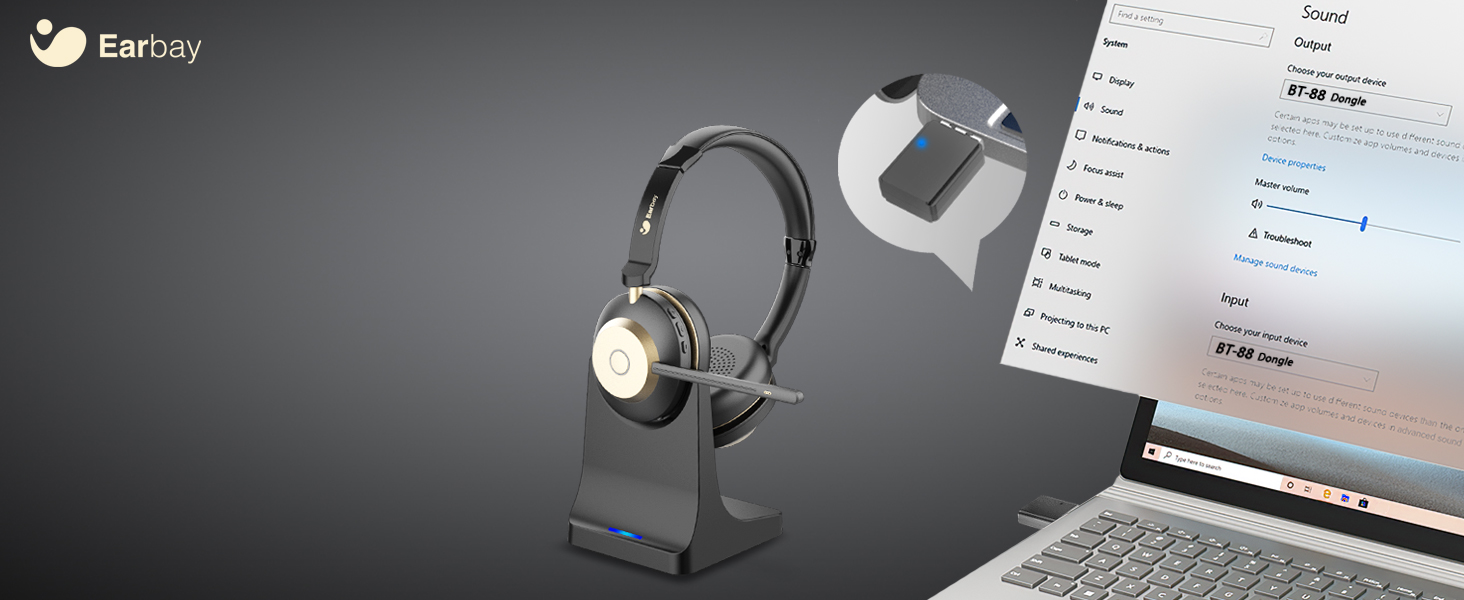 Wireless Headset, Bluetooth Headset With Microphone Noise Canceling