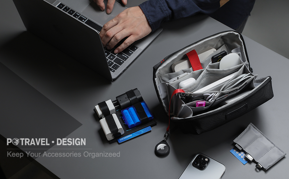 Electronics Organizer Travel Case, Water Resistant Tech