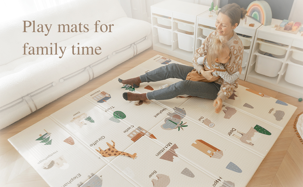 OESSUF Baby Play Mat, Foldable Playmate for Babies, 200x180CM Double