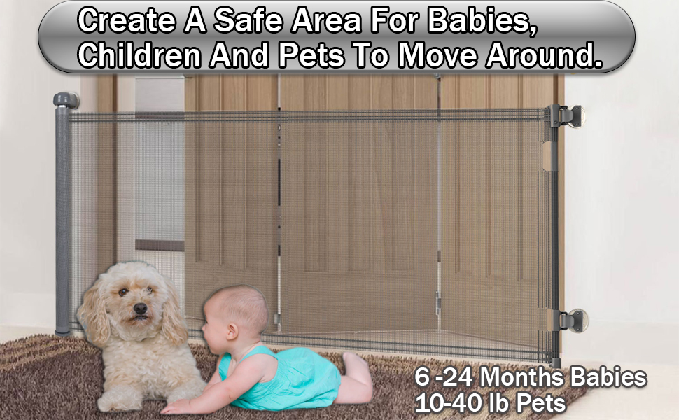 ZHUOKECE Retractable Baby Gate, 33" Tall, Extends up to 55