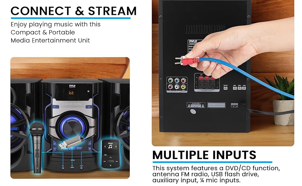 Pyle 3Piece Wireless Bluetooth Stereo System 1000 Watt