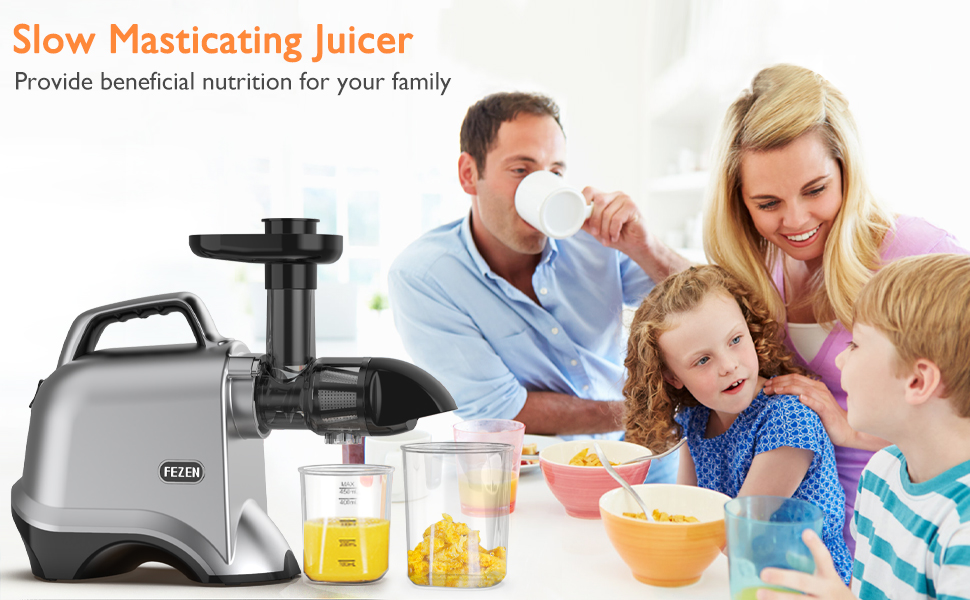 Juicer Machines, FEZEN Slow Masticating Juicer Extractor Easy to Clean, Quiet Motor