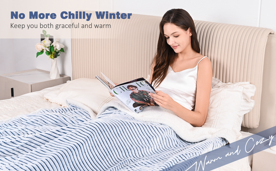 Heated Blanket Extremely Soft and Comfortable Electric Sherpa Blanket Fleece Throw, Fast Heating