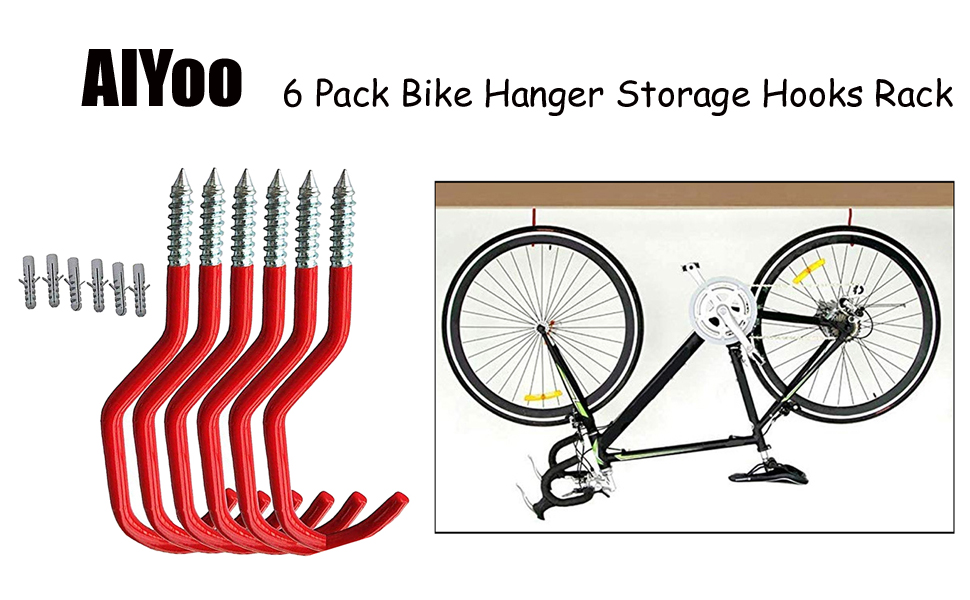 Bike Hooks for Garage Wall,6 Pack Heavy Duty Bike Storage Hooks,Vinyl