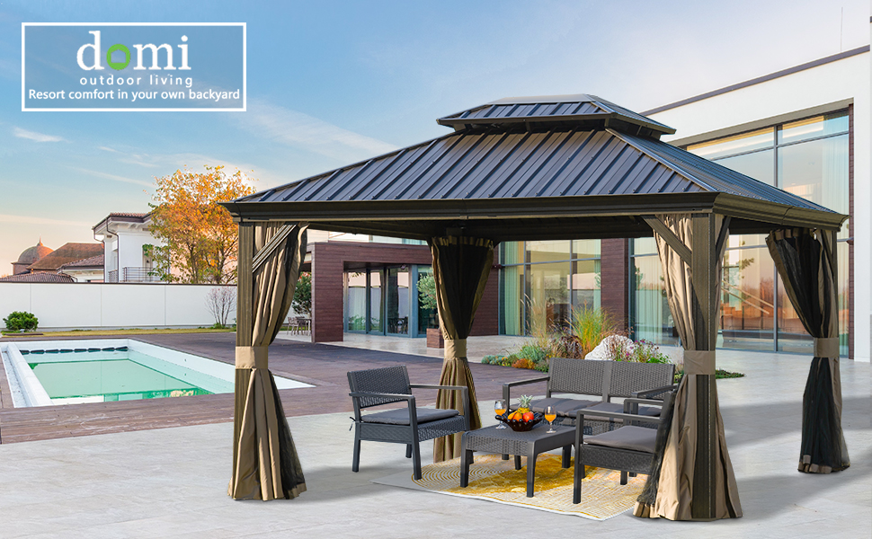 Domi Outdoor Living Gazebo de aluminio para exteriores de