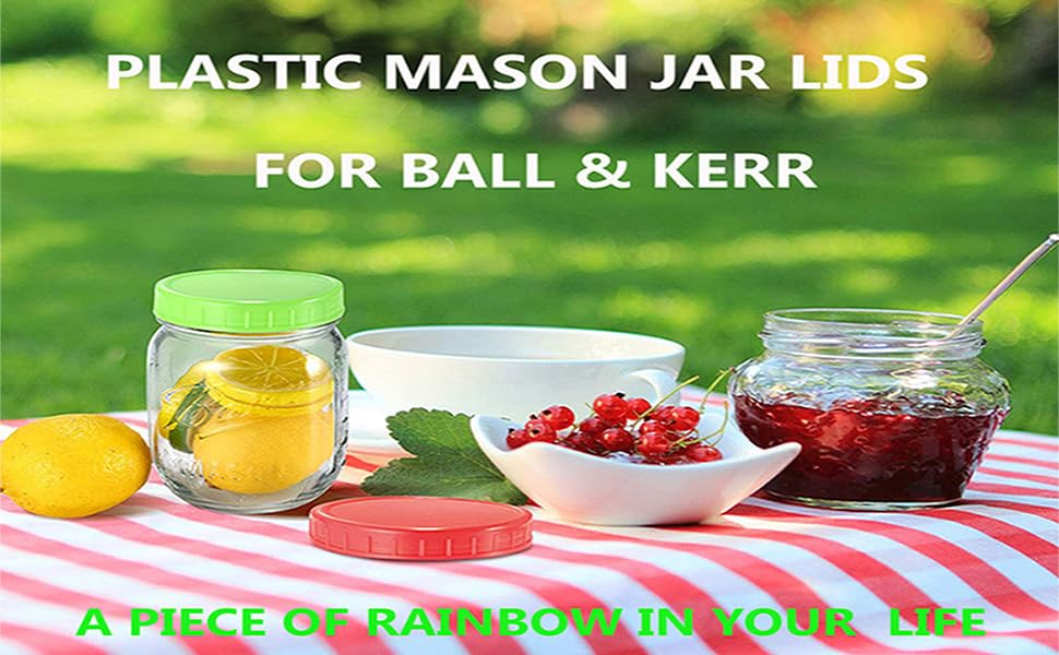 [16Pack] Plastic Mason Jar Lids with Sealing Rings