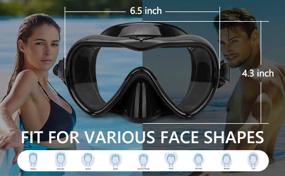 Diving Mask for Adult, AntiFog Swimming Goggles with Nose Cover, AntiLeak