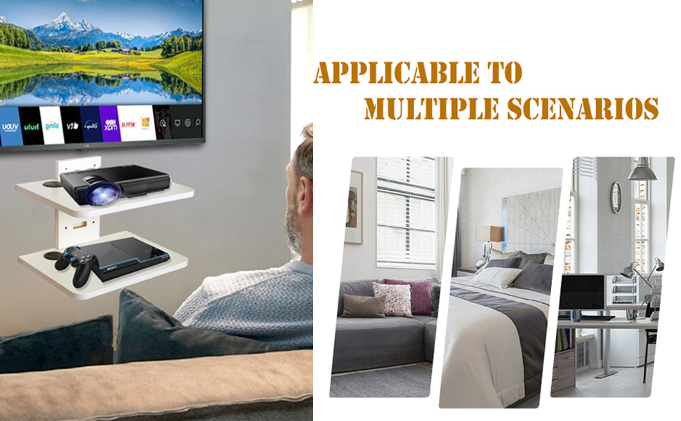 BiJun Floating TV Shelf for Wall, Under TV Shelf Wall Mounted