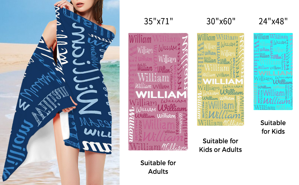 Beach Towel, Personalized Beach Towels for Kids, Custom Beach Towels