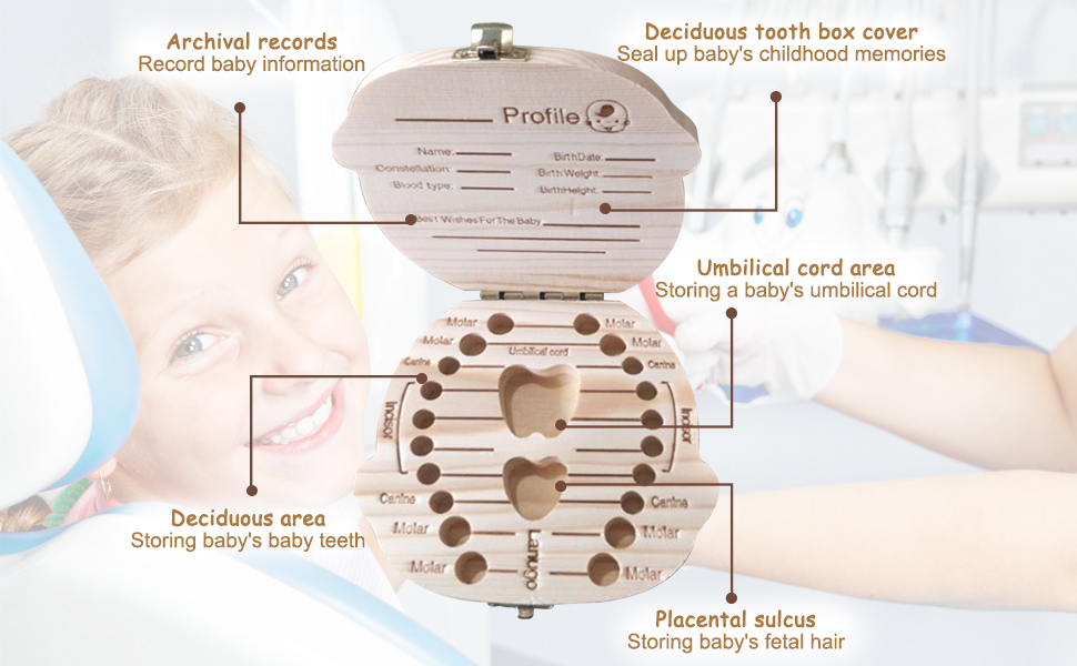 aby Tooth Storage Box, Wooden Children's Tooth Storage Box,