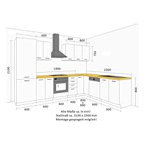 a kitchen with a yellow countertop and a white stove