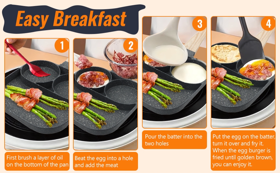 Nonstick Breakfast Pan Frying 3 Section 