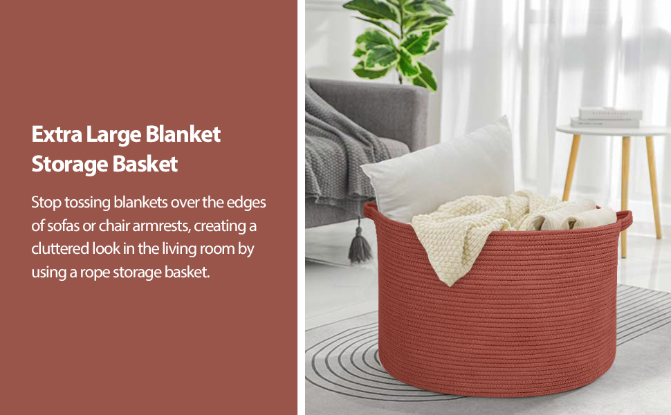 large basket for blankets for living room