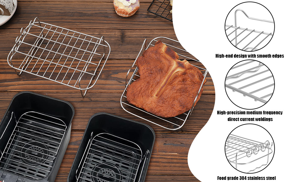 Smilcloud 2 Pcs Air Fryer Rack for Ninja, Square Air Fryer Racks Tower