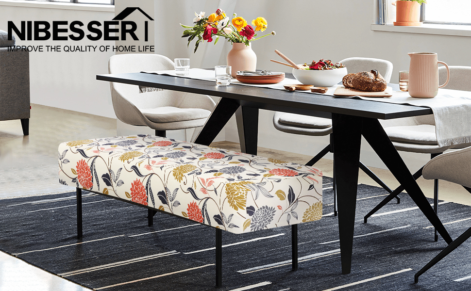 NIBESSER Dining Room Bench Covers Stretch Printed Bench