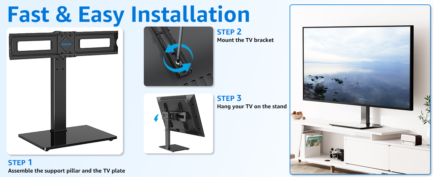 MOUNTUP Universal TV Stand, Table Top TV Stands for 37 to