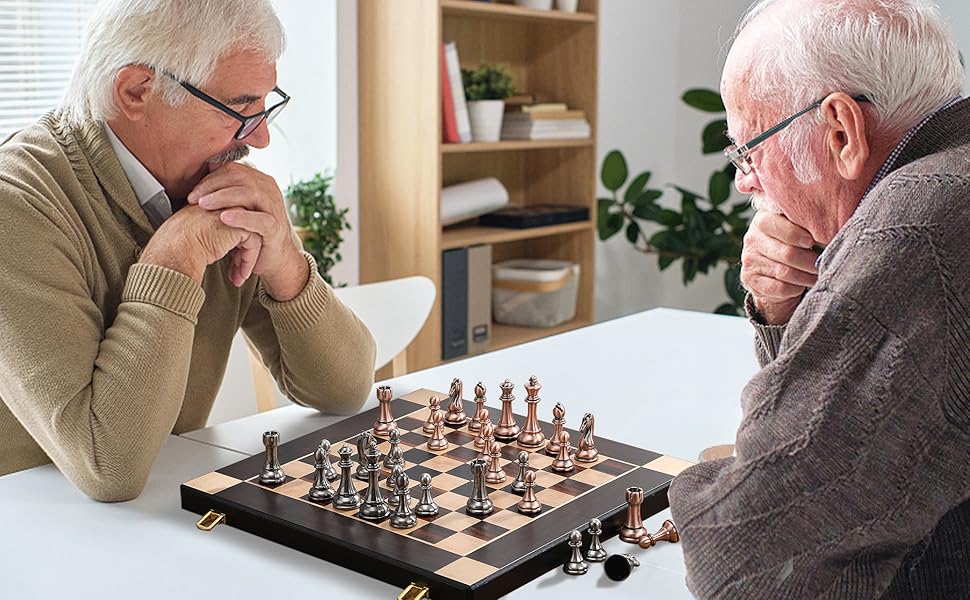 15-Inch Large Metal Chess Set for Adults 