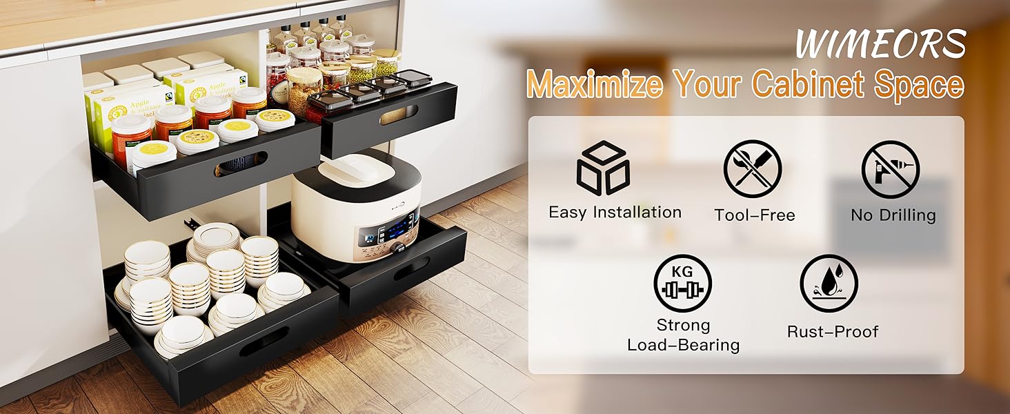 WIMEORS 2pack Pull Out Organizer，Fixed With