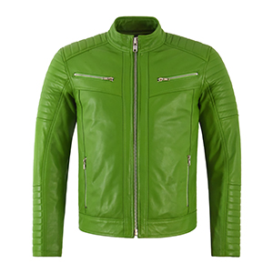 RACER Men's Quilted Biker Leather Jacket Moto Classic Retro