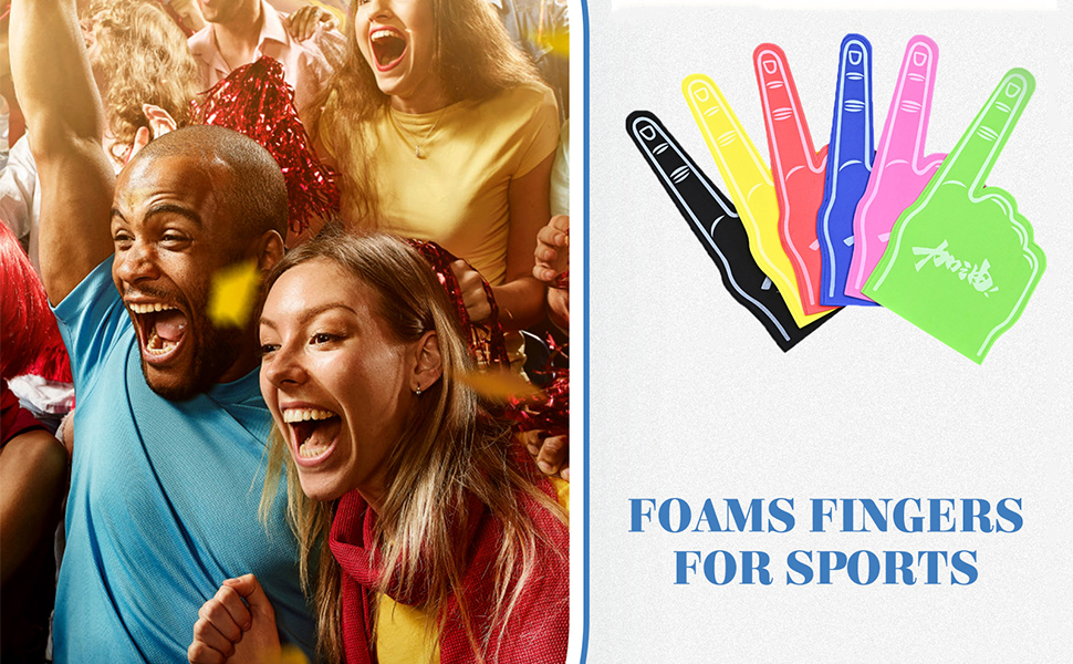 Toddmomy 6pcs Large Foam Hands for Cheerleading Cheer Foam Finger Foam