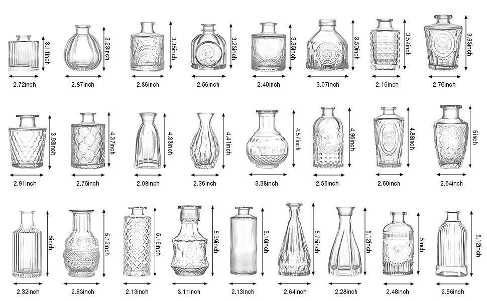 BEWAVE Bud Vases, Glass Bud Vases Set of 25 Small Vases for