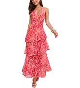 Women's Sexy Deep V Neck Maxi Dress Floral Backless Ruffles Hem Cocktail Party Long Dresses