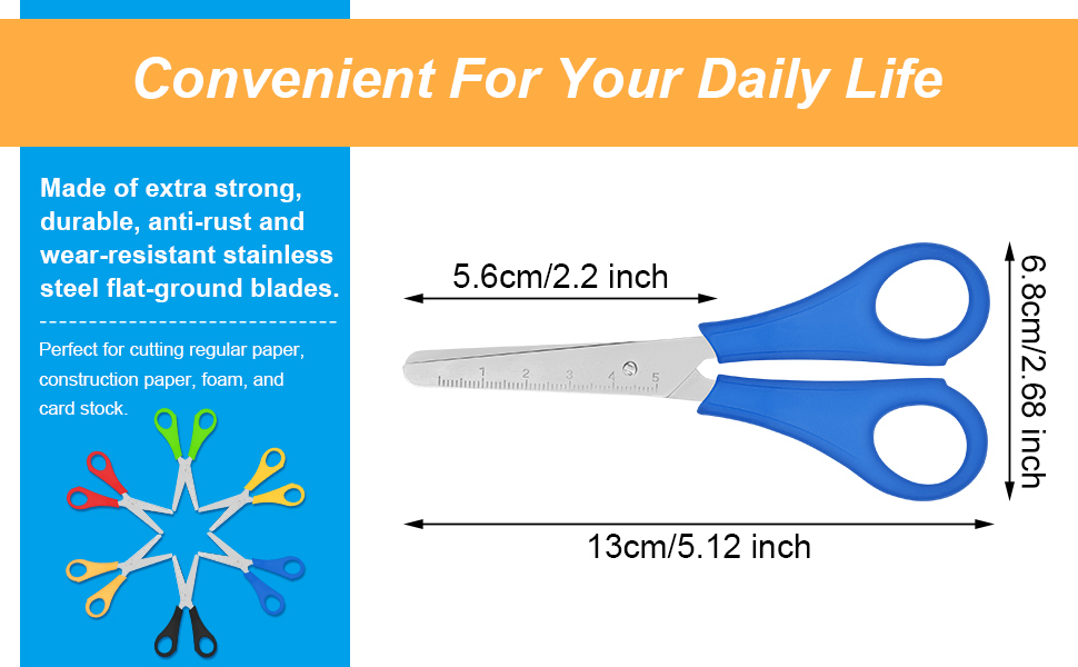 48 Pack Kids Scissors Bulk, 5 Inch Safety Blunt Preschool