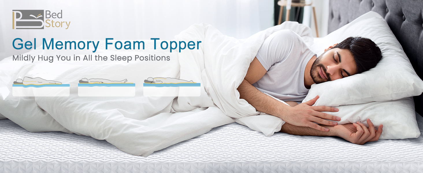 BedStory 3 Inch Memory Foam Mattress Topper, HighDensity Gel Infused