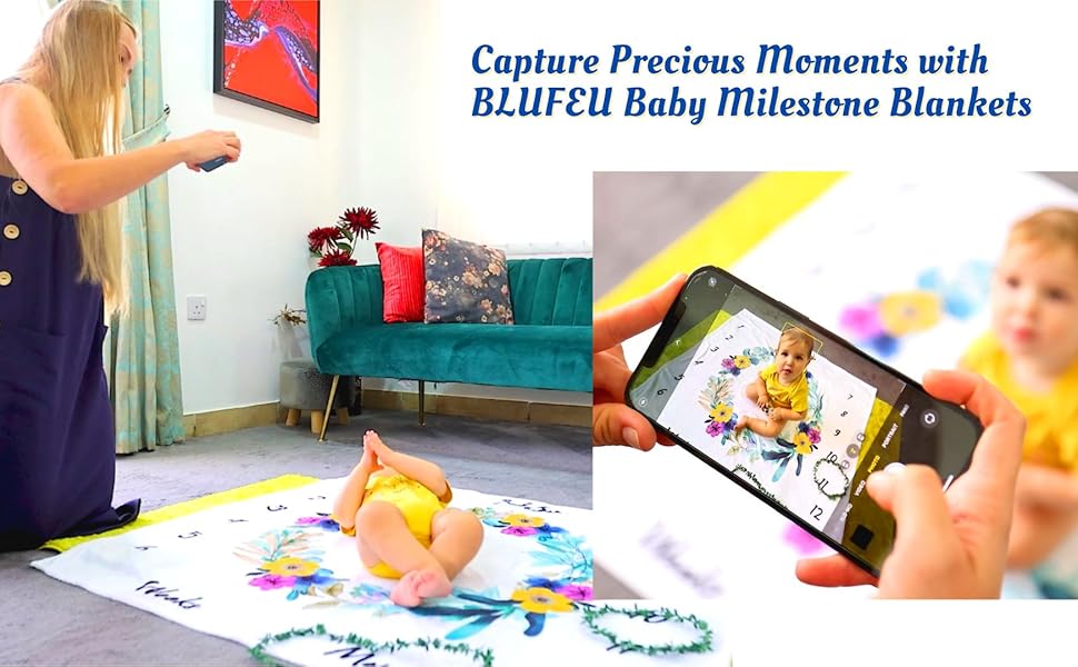 Monthly Baby Milestone Blanket with Milestone Cards Baby