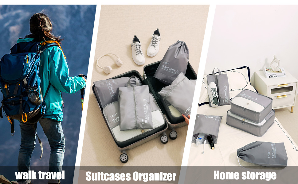 Aomeskoitoy 9 set Packing Cubes for Suitcases Travel Essentials Luggage