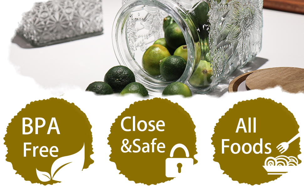 TOSSOW Vintage Glass Storage Jar, 24oz Food Containers with