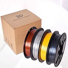 RAMBERY Metallic PLA Filament Bundle Silver/Gold/Copper/Grey PLA Filament 1.75mm Shiny Silk 3D Printer Accessories Dimensional Accuracy +/-0.02mm, 200g x 4 Spools 15 3d printer filament bundle pla 1.75mm bundle 3d printing 1.75 dual color pla color shift filament