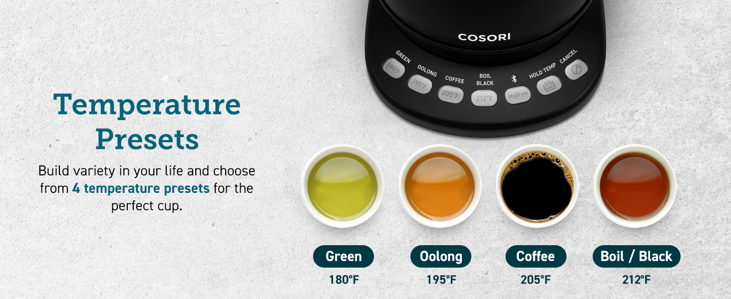 COSORI Electric Gooseneck Kettle Smart Bluetooth with Variable