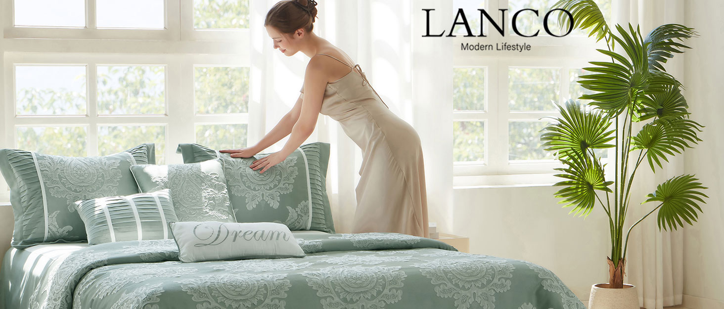 LANCO MODERN LIFESTYLE Beige Queen Comforter Set 7 Pieces