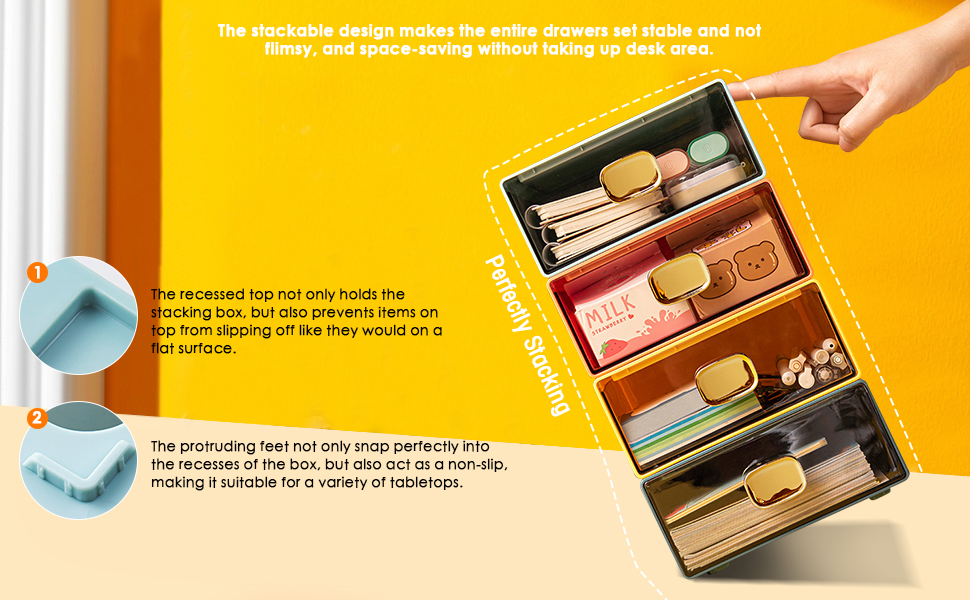 DETEIN Large Desk Drawer Organizer 13"x9"x3.3" Stackable