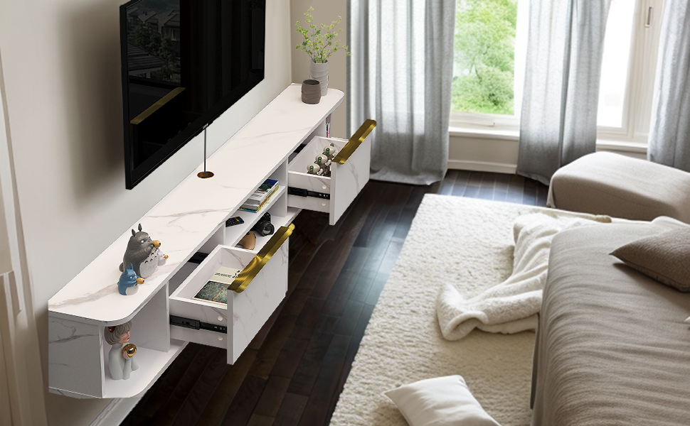 Pmnianhua Floating TV Stand with 2 Drawers,63'' Wall