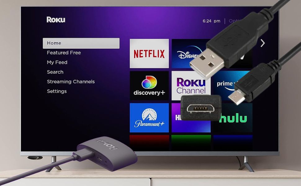 Roku Express Replacement USB Cable USB Type A Male-to-Male