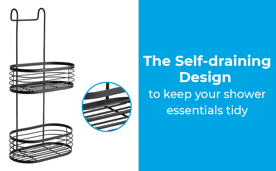 Blue Canyon 2 Tier Hanging Shower Caddy, No Drill Stainless Steel