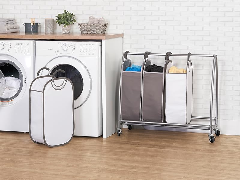 NEATFREAK 4 Bag Laundry Hamper With Wheels Rolling Storage Cart With