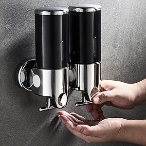 シャンプーディスペンサー 壁掛け ソープディスペンサー 自動 500ml 壁に取り付ける四角いソープディスペンサー - 500ml四角い