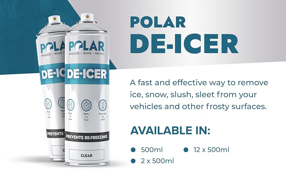 Polar DeIcer Spray 500ml Fast Acting & Prevents Refreezing