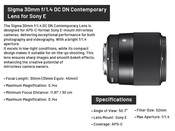 Amazon.com : Sigma 30mm f/1.4 DC DN Contemporary Lens for