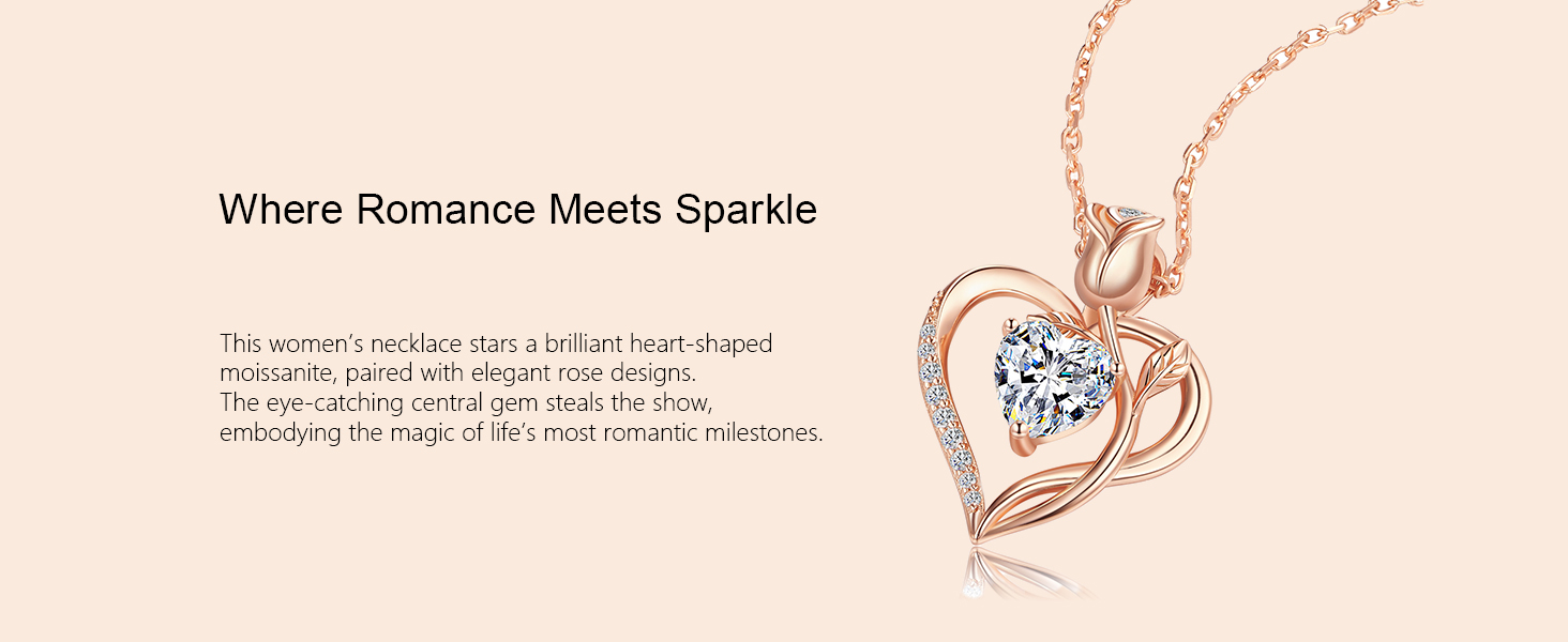 Rose Heart Moissanite Necklace